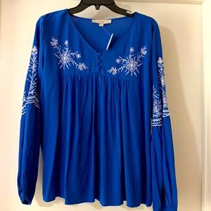Beautiful bright blue LOFT blouse, medium